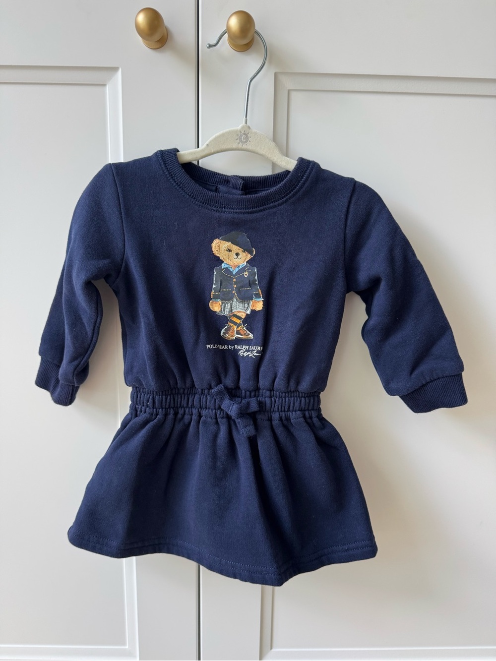 Ralph Lauren Polo Bear 6M Navy Sweatshirt Dress
